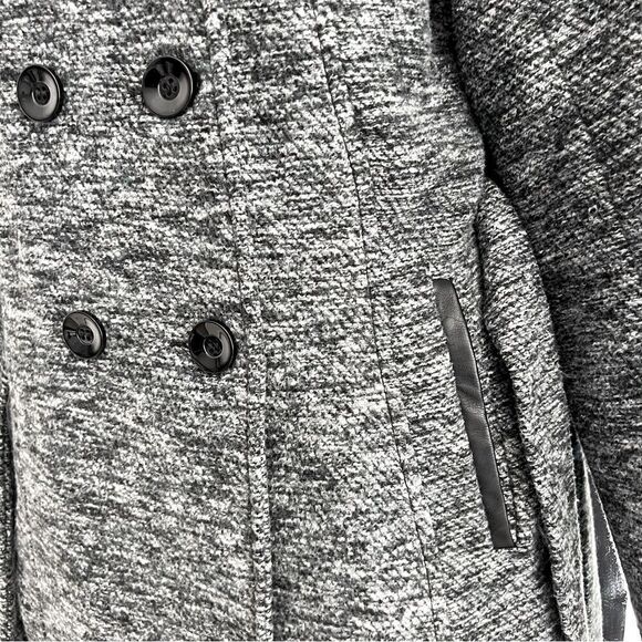 ESTABLISHED 1962 CB Black & White BELTED Hooded COAT Fur Trim Size M. - Picture 5 of 11